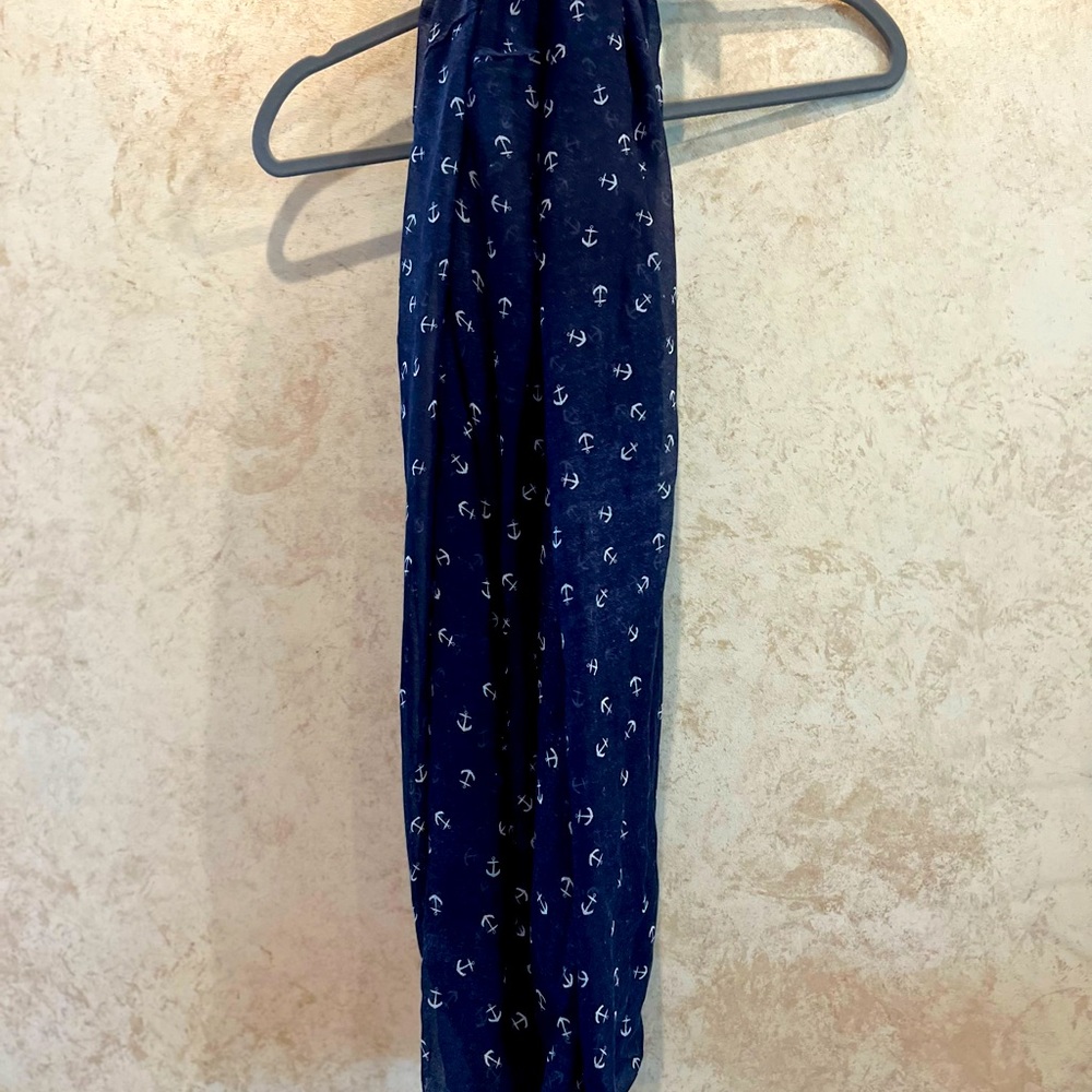 Navy blue anchor print scarf
